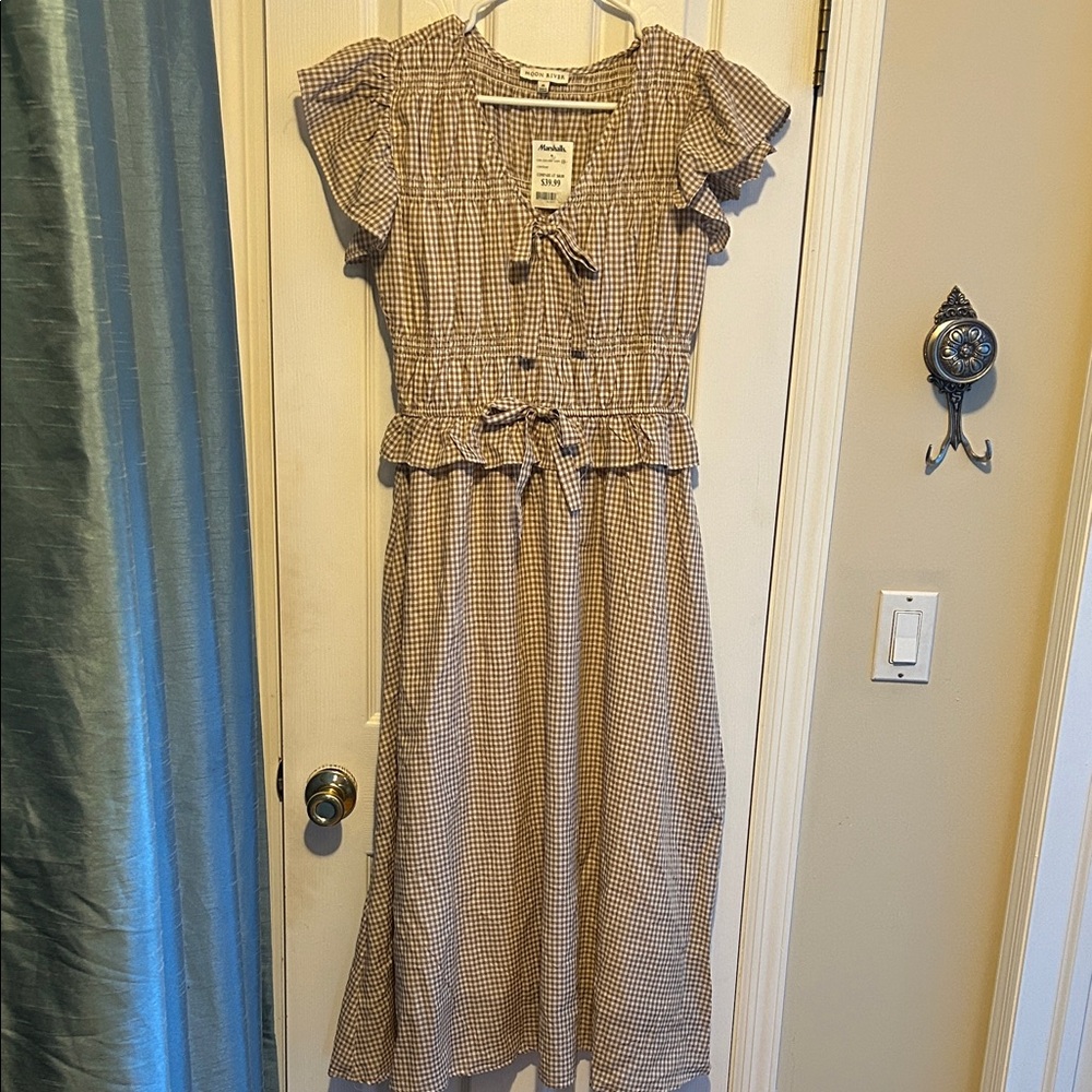 Gingham Dress in Brown Check